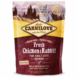 Корм Carnilove Cat Fresh Chicken & Rabbit Gourmand сухий повнораціонний беззерновий із куркою та кроликом для котів 0.4 кг - Інтернет-магазин спільних покупок ToGether