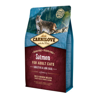 Корм Carnilove Cat Salmon Sensitive & Long-Hair сухий повнораціонний беззерновий з лососем для довгошерстих котів та котів з чутливим травленням 2 кг - Інтернет-магазин спільних покупок ToGether