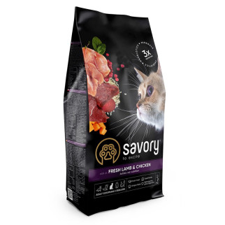 Корм Savory Adult Cat Steril Fresh Lamb & Chicken низькозерновий сухий зі свіжим м'ясом ягняти та курятини для дорослих стерилізованих котів 2 кг - Інтернет-магазин спільних покупок ToGether