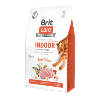 Корм Brit Care Cat Indoor Anti-Stress сухий сухий з куркою для зниження рівня стресу у домашніх кішок 2 кг - Інтернет-магазин спільних покупок ToGether