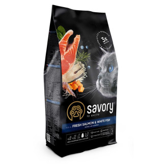 Корм Savory Adult Cat Gourmand Fresh Salmon & White Fish сухий зі свіжим лососем і білою рибою для довгошерстих котів 2 кг - Інтернет-магазин спільних покупок ToGether