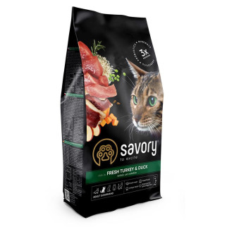 Корм Savory Adult Cat Gourmand Fresh Turkey & Duck зі свіжим м'ясом індички та качки для дорослих вибагливих котів 2 кг - Інтернет-магазин спільних покупок ToGether