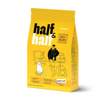 Корм Half&Half Adult Cats сухий з яловичиною для дорослих котів 8 кг - Інтернет-магазин спільних покупок ToGether