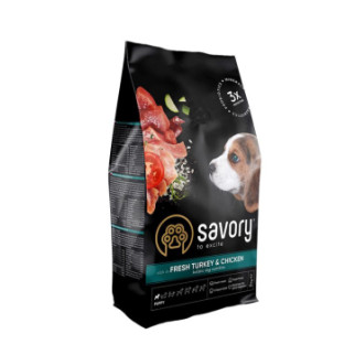 Корм Savory Junior Large Breed Fresh Turkey & Chicken сухий з індичкою та куркою для цуценят та юніорів великих порід 3 кг - Інтернет-магазин спільних покупок ToGether