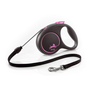 Рулетка Flexi Black Design M, трос 5 м, рожевий - Інтернет-магазин спільних покупок ToGether