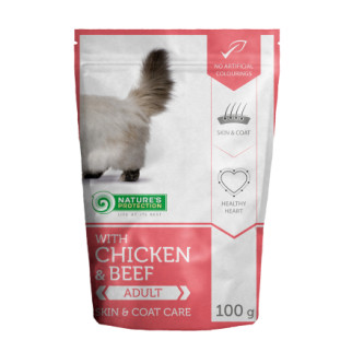 Корм Nature's Protection Skin & Сoat care with Chicken and Beef вологий з куркою та яловичиною для дорослих котів для підтримки здоров'я шкіри та шерсті 100 гр - Інтернет-магазин спільних покупок ToGether