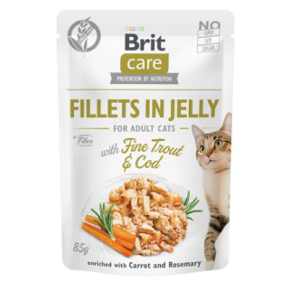 Корм Brit Care Cat Fillets In Jelly Trout and Cod вологий з тріскою та фореллю для дорослих котів 85 гр - Інтернет-магазин спільних покупок ToGether