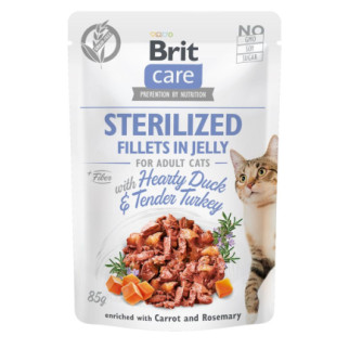 Корм Brit Care Cat Fillets In Jelly Duck and Turkey вологий з качкою та індичкою для стерилізованих котів 85 гр - Інтернет-магазин спільних покупок ToGether