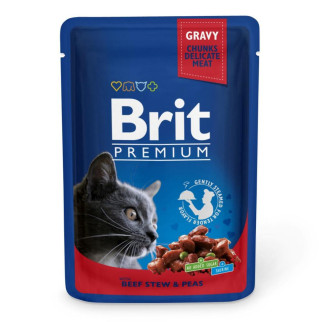 Корм Brit Premium Beef and Peas вологий з яловичиною та горошком у соусі для дорослих котів 100 гр - Інтернет-магазин спільних покупок ToGether