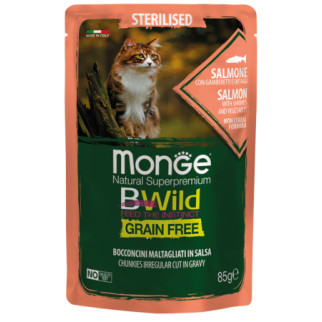 Корм Monge BWild Grain Free Cat Sterilised Salmone вологий з лососем та креветками для стерилізованих котів 85 гр - Інтернет-магазин спільних покупок ToGether