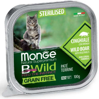 Корм Monge BWild Grain Free Cat Sterilised Cinghiale вологий з м'ясом дикого кабана для стерилізованих котів 100 гр - Інтернет-магазин спільних покупок ToGether