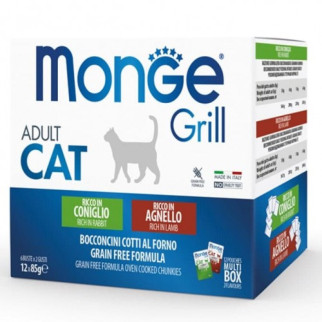 Набір вологого корму Monge Cat Grill WetMIX з кроликом та ягнятком для дорослих котів 12 шт по 85 гр - Інтернет-магазин спільних покупок ToGether