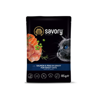 Корм Savory Cat Pouch for Adult with Salmon and Peas in Gravy для дорослих котів з лососем для дорослих котів 85 гр - Інтернет-магазин спільних покупок ToGether