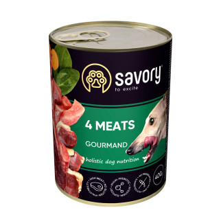 Корм Savory Dog Gourmand вологий з 4 видами м'яса для дорослих собак 400 гр - Інтернет-магазин спільних покупок ToGether