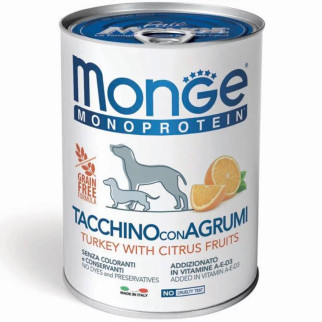 Корм Monge Dog Wet Fruit Monoprotein Tacchino con Agrumi вологий монопротеїновий з індичкою та цитрусами для собак усіх порід 400 гр - Інтернет-магазин спільних покупок ToGether