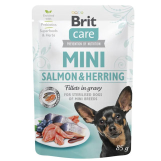 Корм Brit Care Dog Міні Fillets In Gravy Salmon and Herring вологий з лососем і оселедцем для дорослих собак дрібних порід 85 гр - Інтернет-магазин спільних покупок ToGether