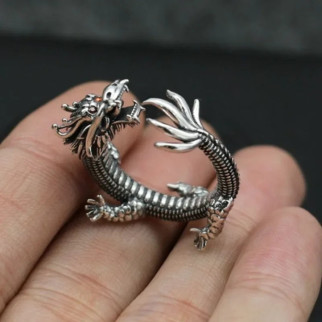 Каблучка дракон перстень у вигляді Китайського дракона з рубіновими очима Indium сріблястий р регульований - Інтернет-магазин спільних покупок ToGether