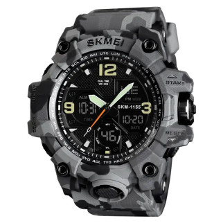 Годинник наручний чоловічий SKMEI 1155BCMGY, армійський годинник протиударний. Колір: сірий камуфляж - Інтернет-магазин спільних покупок ToGether
