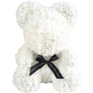 Мишко з троянд 3D 25 див. білий ведмедик з квітів подарунки коханій подарунок для дівчини ведмедик з квітів - Інтернет-магазин спільних покупок ToGether