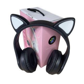 Навушники дитячі Cat Ear В39М підсвічування/FM-радіо/MicroSD/Bluetooth чорні - Інтернет-магазин спільних покупок ToGether