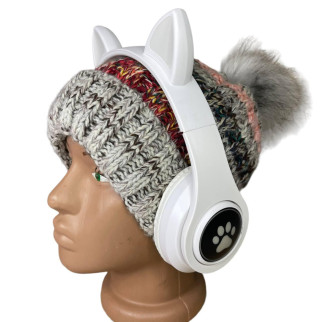Навушники з вушками Cat Ear В39М бездротові з підсвічуванням/FM-радіо /MicroSD/Bluetooth білі - Інтернет-магазин спільних покупок ToGether