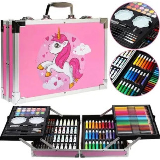 Набір для дитячої творчості та малювання 145 предметів юний художник Рожевий - Інтернет-магазин спільних покупок ToGether
