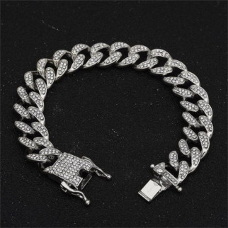 Чоловічий металевий браслет, ланцюг на руку, сріблястий з інкрустацією 10 мм - Інтернет-магазин спільних покупок ToGether