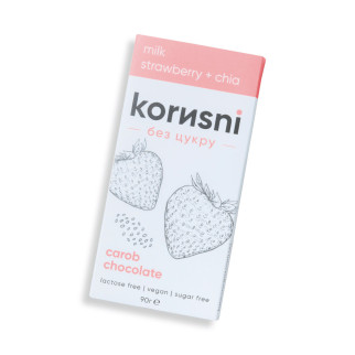 Шоколад молочний без цукру “Полуниця Чіа” ТМ “korusni” 90г - Інтернет-магазин спільних покупок ToGether