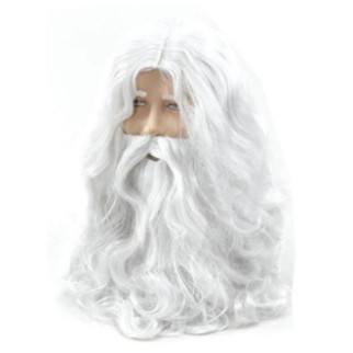 Біла перука Ісуса або Діда Мороза з бородою та вусами, хвилясте волосся, косплей, аніме. Санта Клаус - Інтернет-магазин спільних покупок ToGether