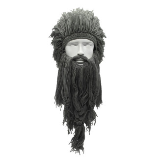 Зимова шапка вікінга RESTEQ з дредами та довгою бородою сіра - Інтернет-магазин спільних покупок ToGether