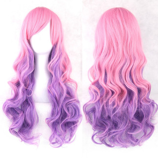 Довга перука RESTEQ -70 см, рожево-фіолетовий, хвилясте волосся з косою чубчиком, косплей, аніме - Інтернет-магазин спільних покупок ToGether
