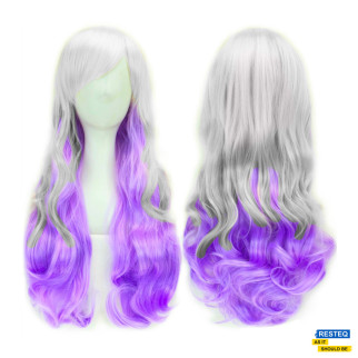 Довга перука RESTEQ - 60см, сіро-фіолетовий, хвилясте волосся з косою чубчиком, косплей, аніме - Інтернет-магазин спільних покупок ToGether