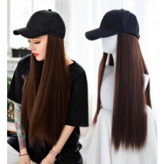 Довга перука коричнева RESTEQ - 80см, пряма, з чорною кепкою, косплей, аніме - Інтернет-магазин спільних покупок ToGether