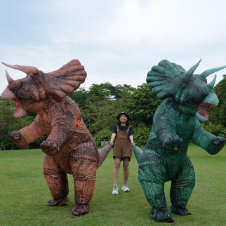 Надувний костюм динозавра (Трицератопса) RESTEQ, Triceratops косплей, костюм динозавра Triceratops. Трицератопс надувний зелений - Інтернет-магазин спільних покупок ToGether