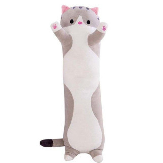 Плюшевий кіт RESTEQ сірого кольору 45 см. Плюшева м'яка іграшка Кіт. Іграшка кіт. Іграшка-подушка кіт - Інтернет-магазин спільних покупок ToGether