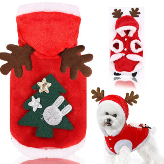 Костюм новорічного Оленя для собак RESTEQ. Теплий собачий костюм із підкладкою. Одяг для собак. Костюм для тварин Олень Санти XL - Інтернет-магазин спільних покупок ToGether