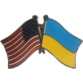 Значок парний прапор Україна Америка 25х40 мм. Пін Україна. Пін США. Україна та Америка RESTEQ - Інтернет-магазин спільних покупок ToGether