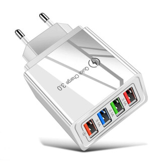 Мережевий зарядний пристрій швидкого заряджання 4 port USB Quick Charge 3.0 White (12W). Швидка зарядка для телефону - Інтернет-магазин спільних покупок ToGether