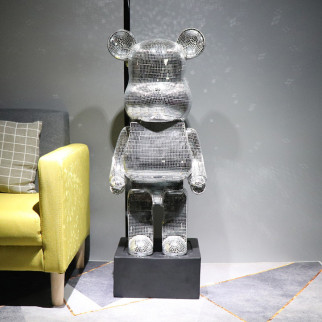 Фігурка Bearbrick срібного кольору на підставці SUPREME 155 см. Іграшка дизайнерська Беарбрик. Фігурка Be@rbrick - Інтернет-магазин спільних покупок ToGether