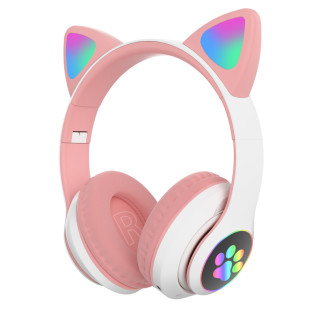 Бездротові дитячі навушники MP3 з котячими вушками Cat Ear STN-28 з підсвічуванням Рожеві - Інтернет-магазин спільних покупок ToGether