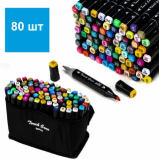 Набір двосторонніх скетч маркерів 80 штук Touch на спиртовій основі, чорний корпус у сумці - Інтернет-магазин спільних покупок ToGether