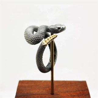 Вишукана преміум каблучка змія гримуча із закритою пащею та золото. для чоловіків та жінок розмір регульований - Інтернет-магазин спільних покупок ToGether