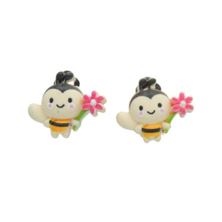 Кліпси сережки дитячі для вух без пробивання вуха Liresmina Jewelry Весела бджілка з квіточкою - Інтернет-магазин спільних покупок ToGether