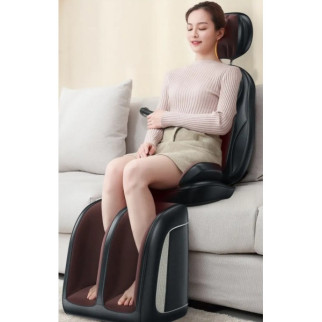 Масажне крісло-накидка Benbo AM-607G багатофункціональна з прогріванням роликовим вібро шиацу масажем Чорно-коричневий - Інтернет-магазин спільних покупок ToGether