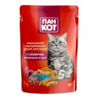 Пан-кіт консерви для кішок яловичина в соусі 100г 100г ПАУЧ - Інтернет-магазин спільних покупок ToGether