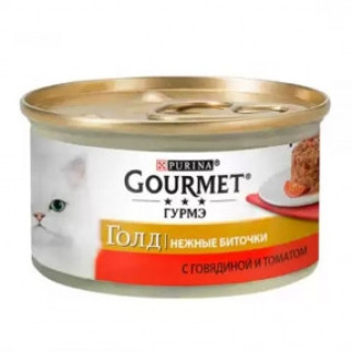 Вологий корм для котів Gourmet Gold биточки з яловичиною і томатом 85г - Інтернет-магазин спільних покупок ToGether