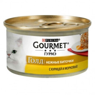 Вологий корм для котів Gourmet Gold биточки з куркою і морквою 85г - Інтернет-магазин спільних покупок ToGether