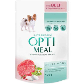 Optimeal Вологий корм для собак з яловичиною та журавлиною в желе 100 г - Інтернет-магазин спільних покупок ToGether