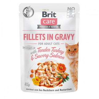 Brit Premium Cat pouch Вологий корм філе індички та лосося в соусі 85g - Інтернет-магазин спільних покупок ToGether