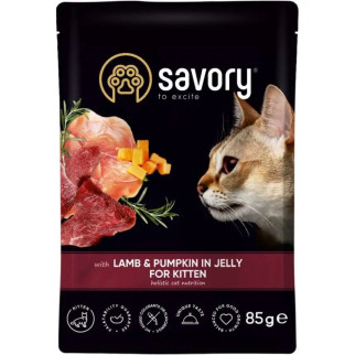 Savory Вологий корм для кошенят ягняти з гарбузом у желе, 85 г Пауч SAVORY для Кішенят з Ягням та Гарбузом у - Інтернет-магазин спільних покупок ToGether